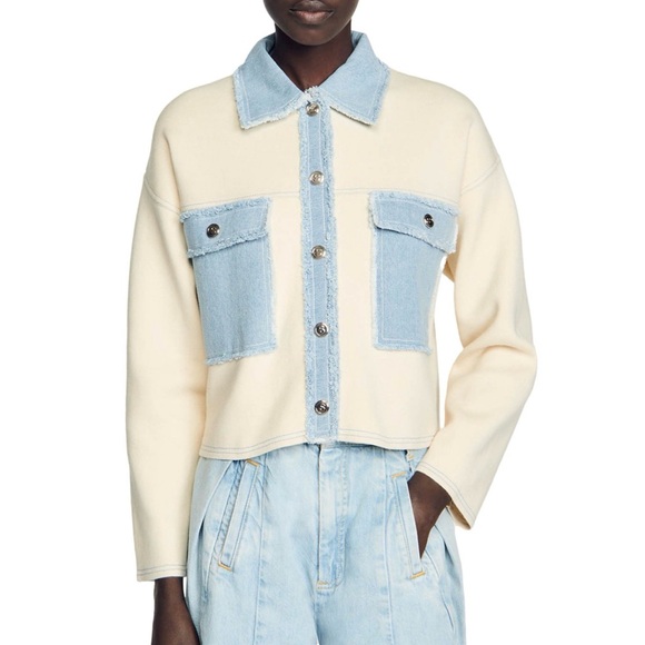 Sandro Jackets & Blazers - NWT Sandro Dolly Cropped Coatigan Sweater